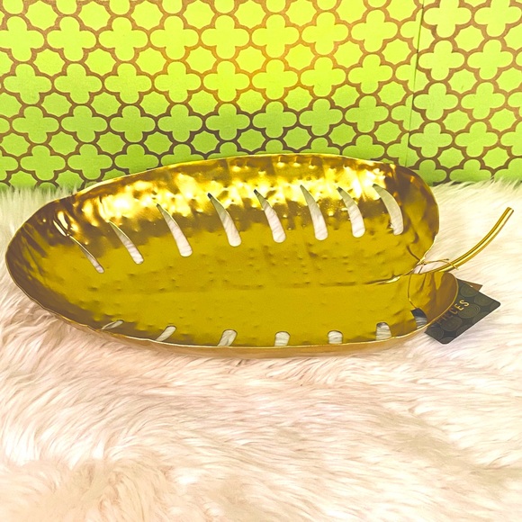Monstera Gold Decorative Metal Tray Catchall - Picture 15 of 15